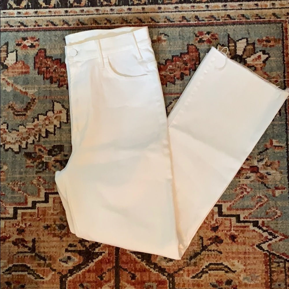 Mother The Hustler Ankle Fray White Jean